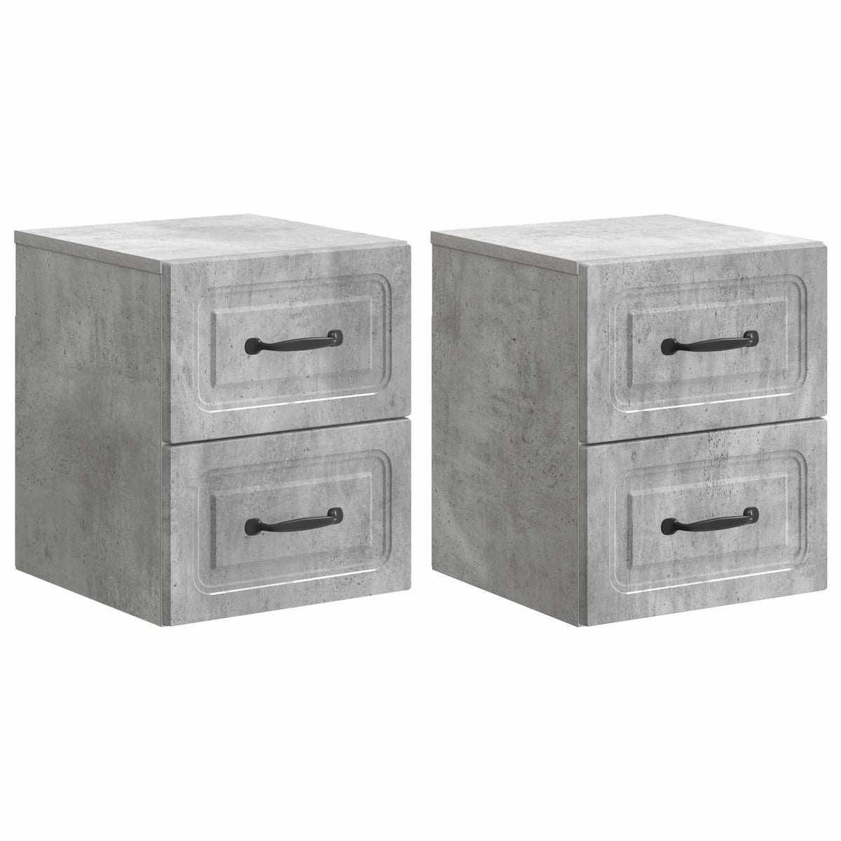 vidaXL Wall-Mounted Bedside Cabinet 2 pcs Concrete Grey