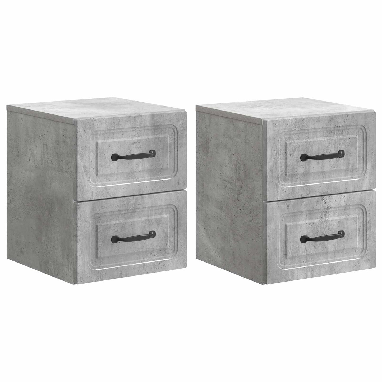vidaXL Wall-Mounted Bedside Cabinet with Drawer 2 pcs Concrete Grey