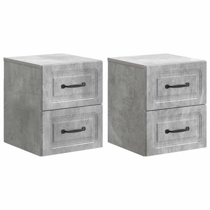 vidaXL Wall-Mounted Bedside Cabinet with Drawer 2 pcs Concrete Grey