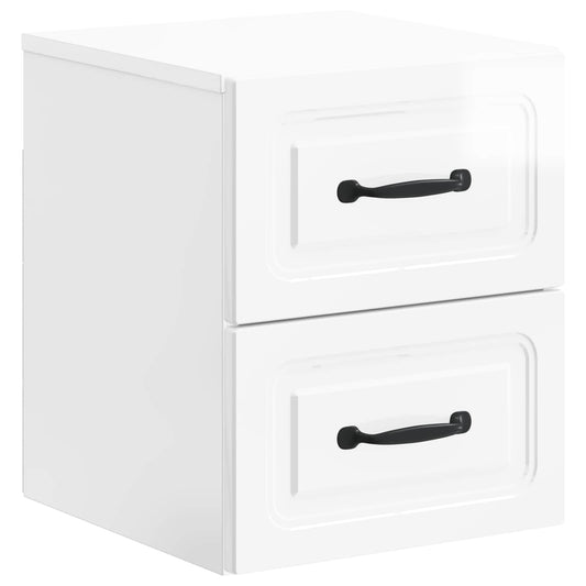 vidaXL Wall-Mounted Bedside Cabinet High Gloss White 34.5 x 33 x 40 cm