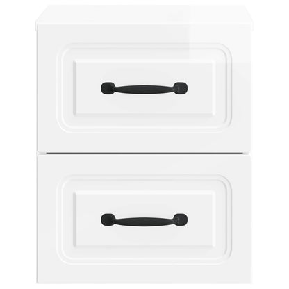 vidaXL Wall-Mounted Bedside Cabinet High Gloss White 34.5 x 33 x 40 cm