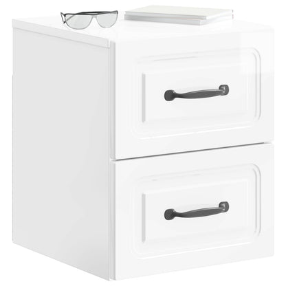 vidaXL Wall-Mounted Bedside Cabinet High Gloss White 34.5 x 33 x 40 cm