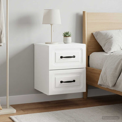 vidaXL Wall-Mounted Bedside Cabinet with Drawer 2 pcs High Gloss White