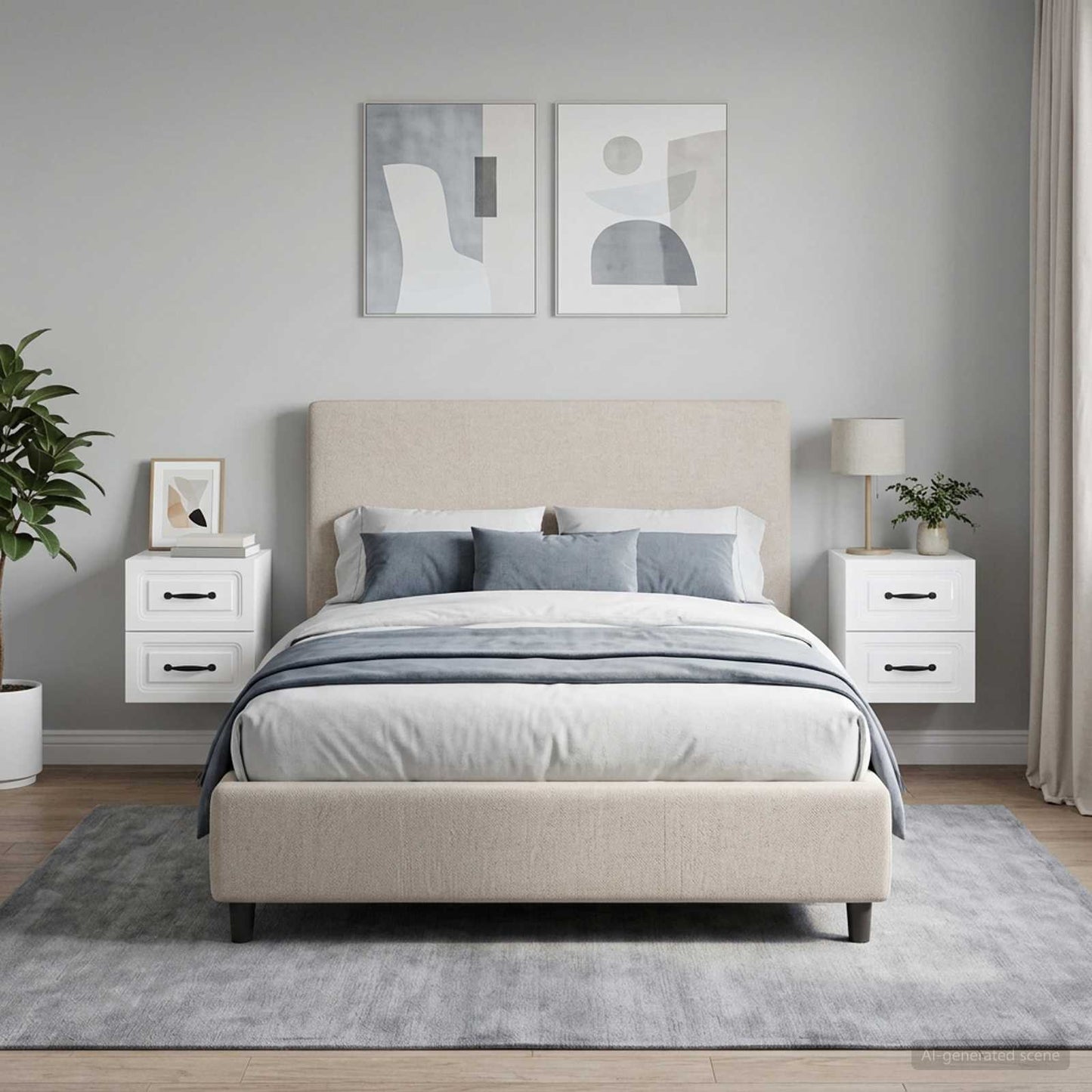 vidaXL Wall-Mounted Bedside Cabinet with Drawer 2 pcs High Gloss White