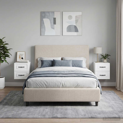 vidaXL Wall-Mounted Bedside Cabinet with Drawer 2 pcs High Gloss White