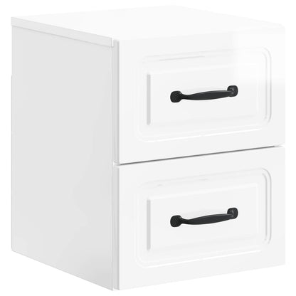 vidaXL Wall-Mounted Bedside Cabinet with Drawer 2 pcs High Gloss White