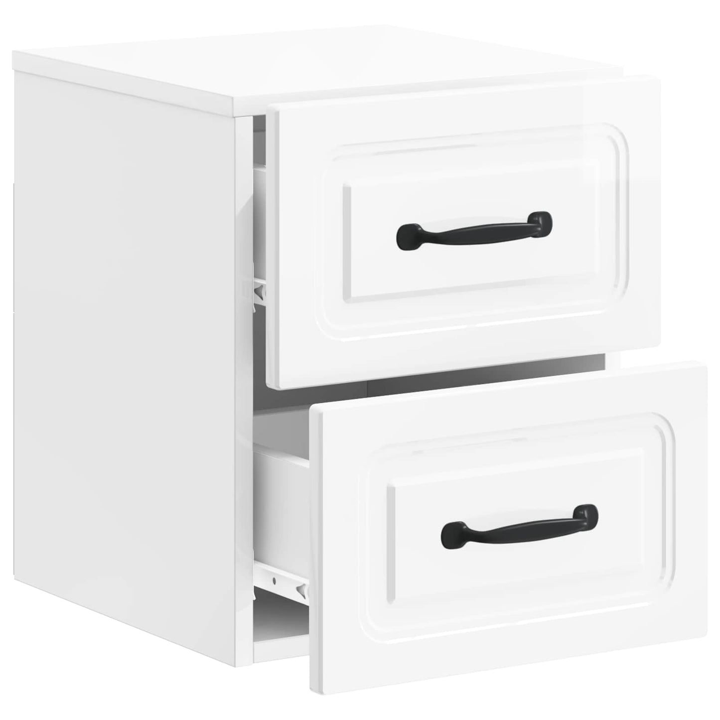 vidaXL Wall-Mounted Bedside Cabinet with Drawer 2 pcs High Gloss White