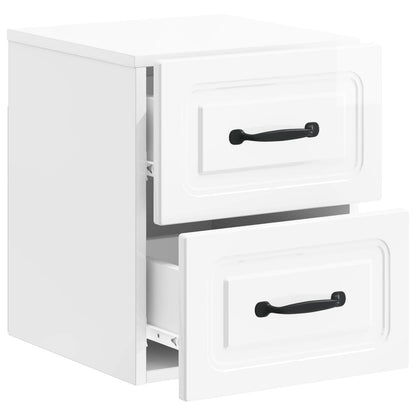 vidaXL Wall-Mounted Bedside Cabinet with Drawer 2 pcs High Gloss White