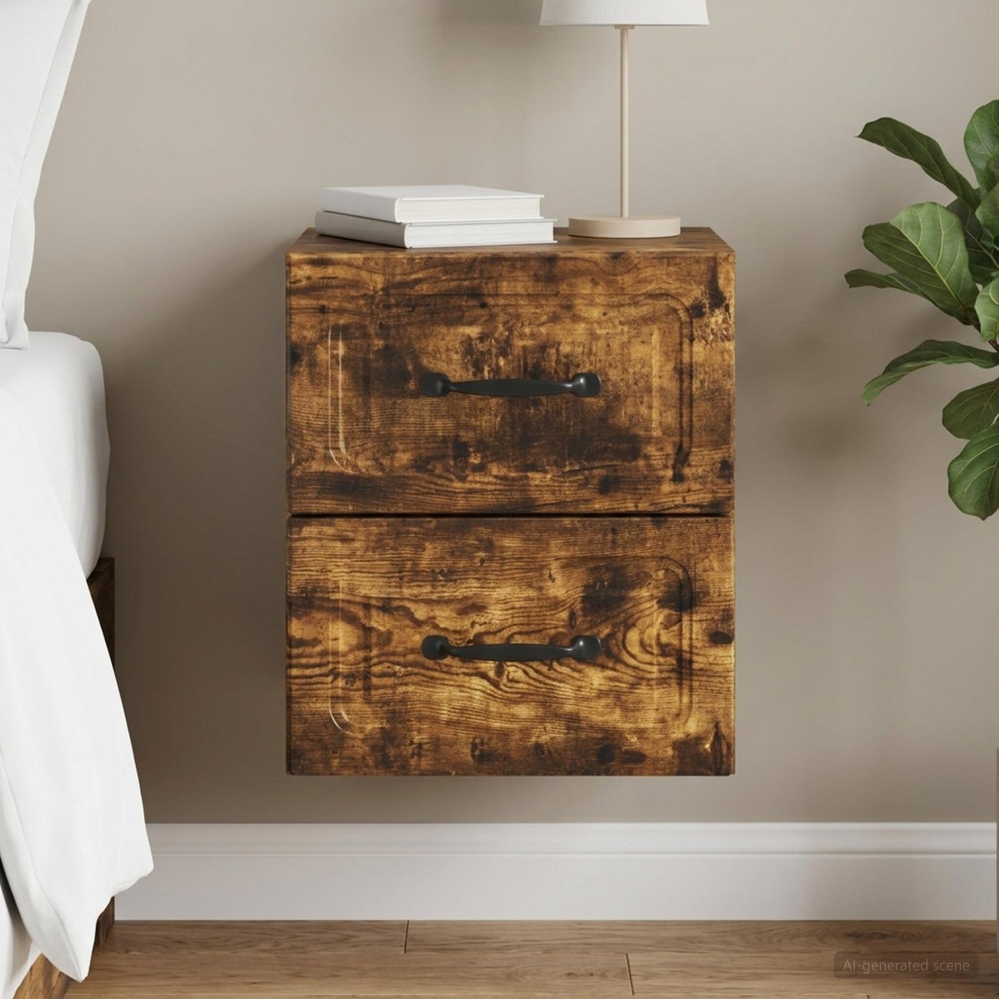 vidaXL Wall-Mounted Bedside Cabinet Smoked Oak 34.5 x 33 x 40 cm