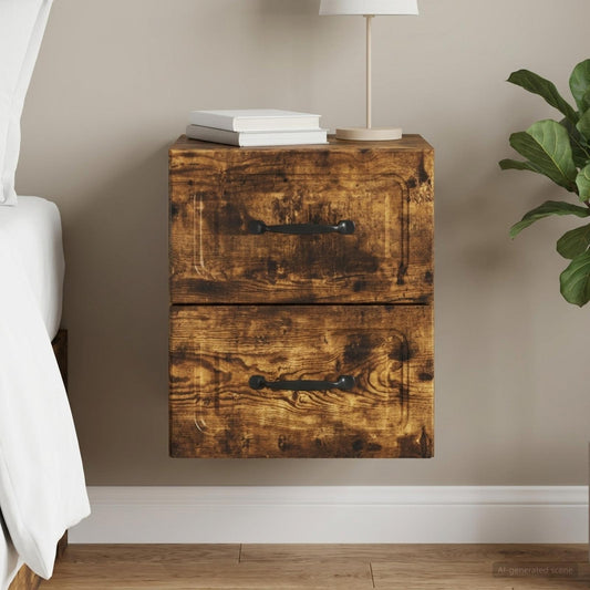 vidaXL Wall-Mounted Bedside Cabinet Smoked Oak 34.5 x 33 x 40 cm