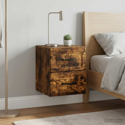 vidaXL Wall-Mounted Bedside Cabinet 2 pcs Smoked Oak 34.5 x 33 x 40 cm