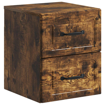 vidaXL Wall-Mounted Bedside Cabinet 2 pcs Smoked Oak 34.5 x 33 x 40 cm
