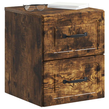 vidaXL Wall-Mounted Bedside Cabinet 2 pcs Smoked Oak 34.5 x 33 x 40 cm