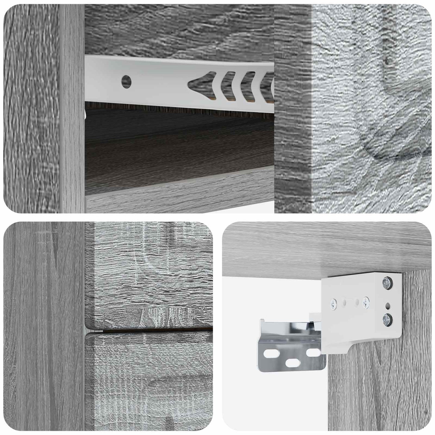 vidaXL Wall-Mounted Bedside Cabinet Grey Sonoma 34.5 x 33 x 40 cm