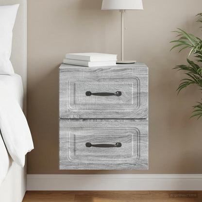 vidaXL Wall-Mounted Bedside Cabinet Grey Sonoma 34.5 x 33 x 40 cm