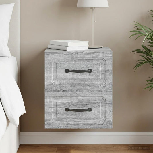 vidaXL Wall-Mounted Bedside Cabinet Grey Sonoma 34.5 x 33 x 40 cm