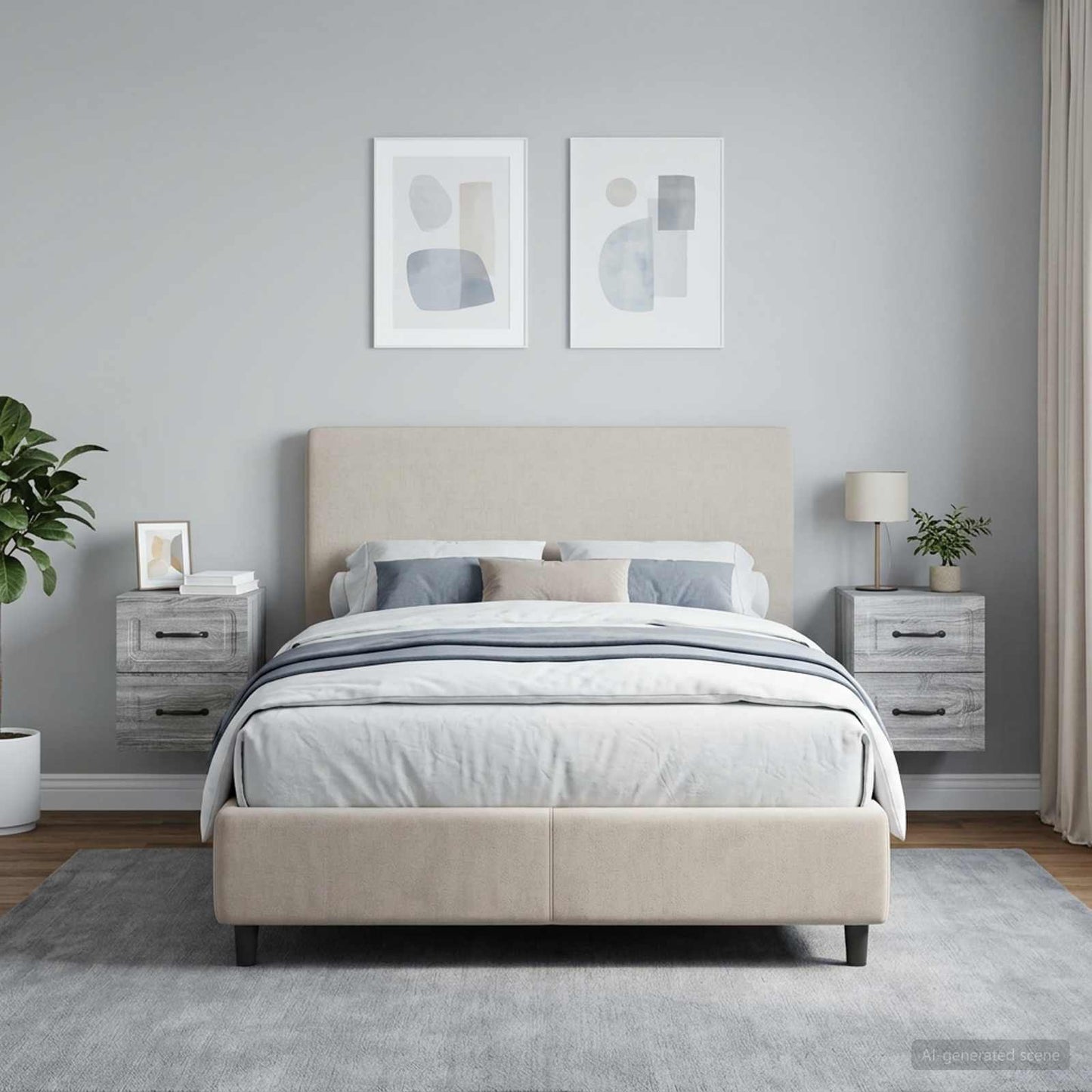 vidaXL Wall-Mounted Bedside Cabinet 2 pcs Grey Sonoma Engineered Wood
