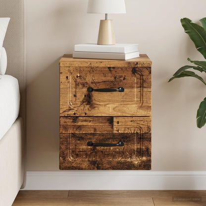 vidaXL Wall-Mounted Bedside Cabinet Old Wood 34.5 x 33 x 40 cm