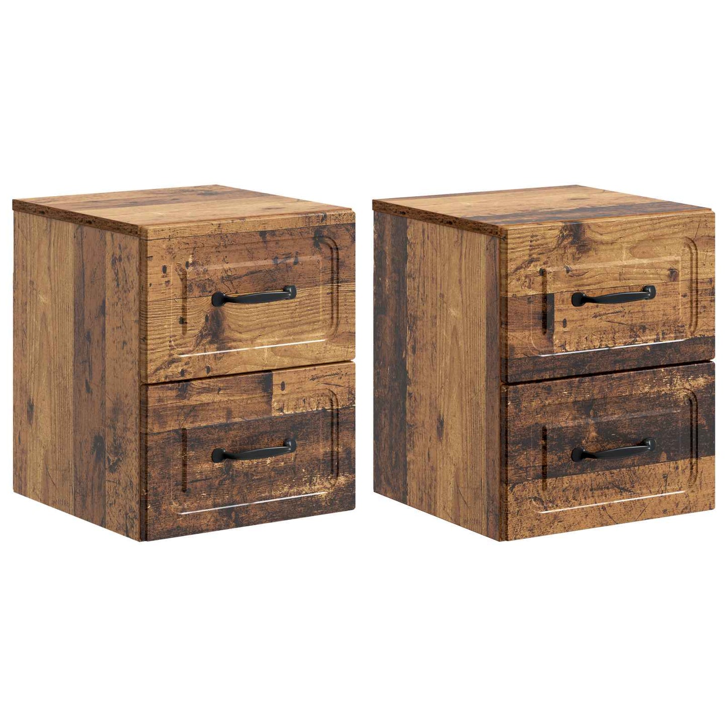vidaXL Wall-Mounted Bedside Cabinet 2 pcs Old Wood 34.5 x 33 x 40 cm