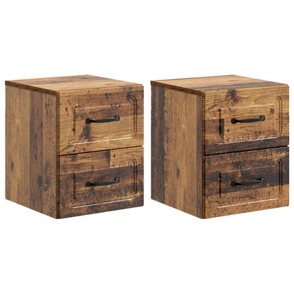 vidaXL Wall-Mounted Bedside Cabinet 2 pcs Old Wood 34.5 x 33 x 40 cm