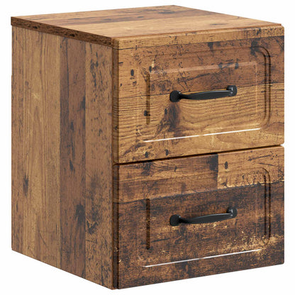 vidaXL Wall-Mounted Bedside Cabinet 2 pcs Old Wood 34.5 x 33 x 40 cm