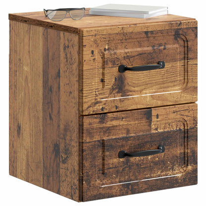 vidaXL Wall-Mounted Bedside Cabinet 2 pcs Old Wood 34.5 x 33 x 40 cm