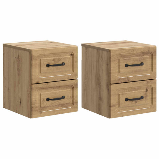vidaXL Wall-Mounted Bedside Cabinet 2 pcs Artisan Oak