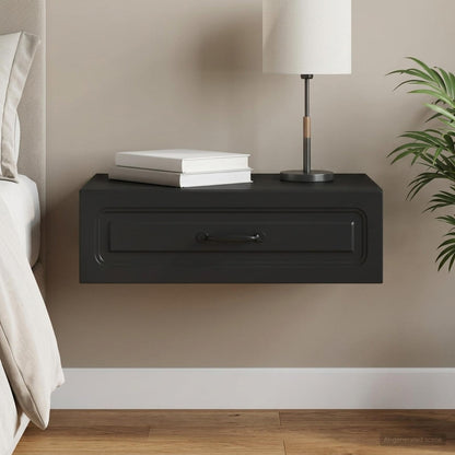 vidaXL Wall-Mounted Side Table Black 59 x 34.5 x 17 cm Engineered Wood