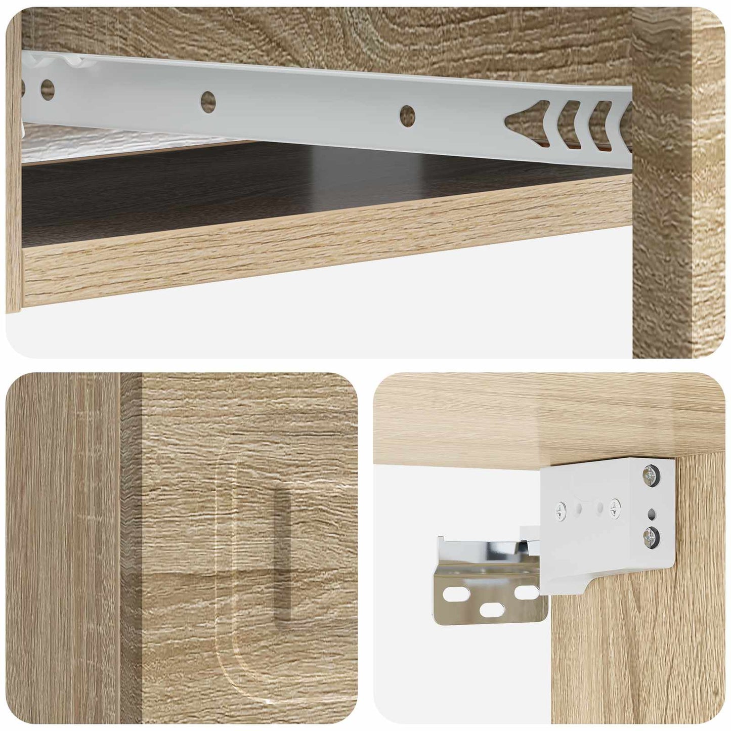 vidaXL Wall-Mounted Side Table Sonoma Oak 59 x 34.5 x 17 cm