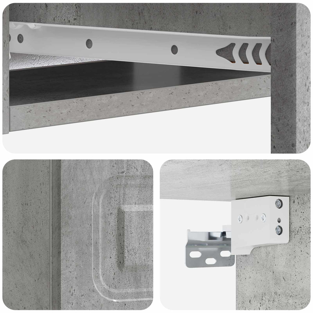 vidaXL Wall-Mounted Side Table Concrete Grey 59 x 34.5 x 17 cm