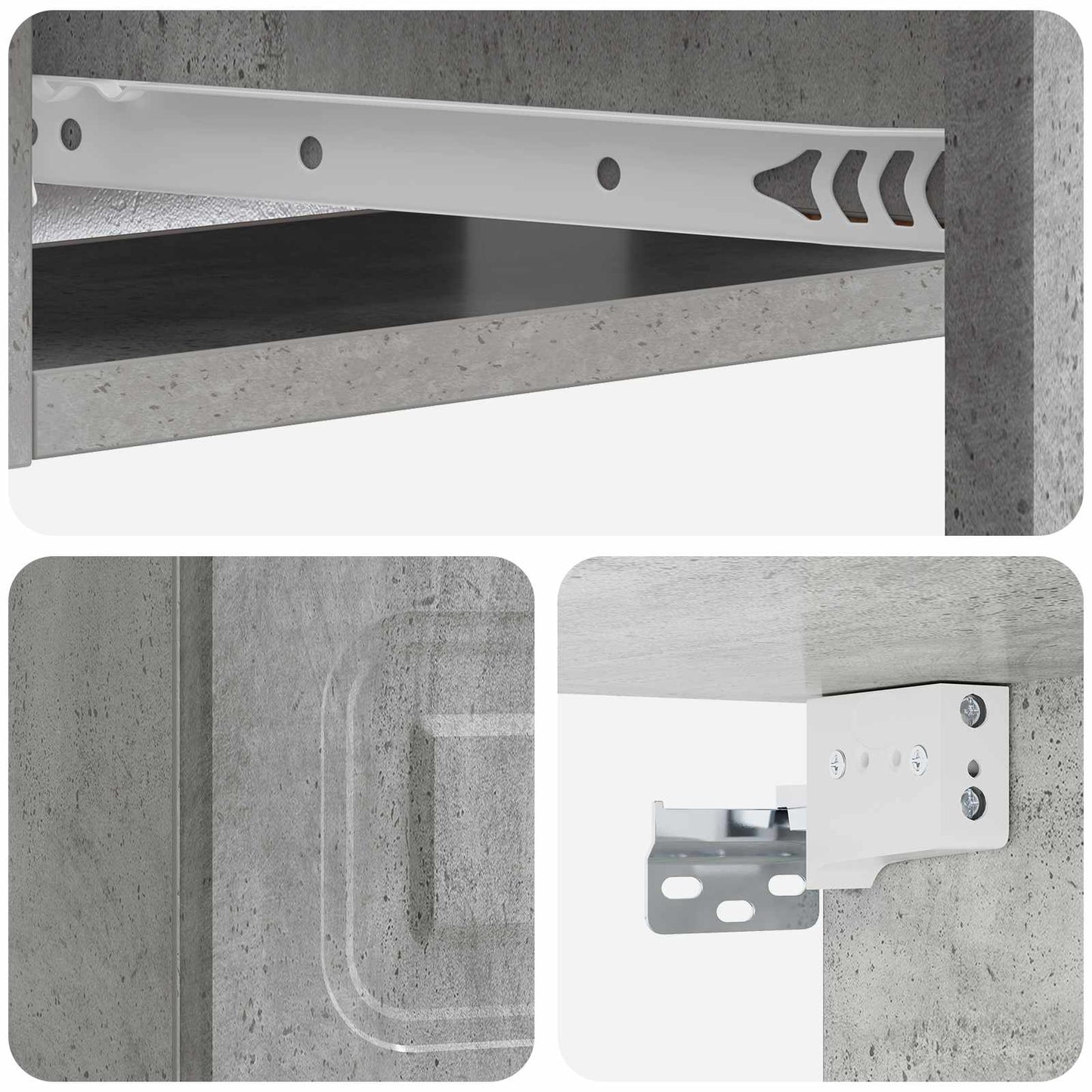 vidaXL Wall-Mounted Side Table Concrete Grey 59 x 34.5 x 17 cm