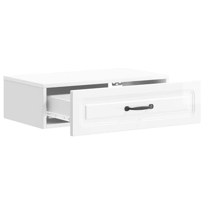 vidaXL Wall-Mounted Side Table High Gloss White 59 x 34.5 x 17 cm