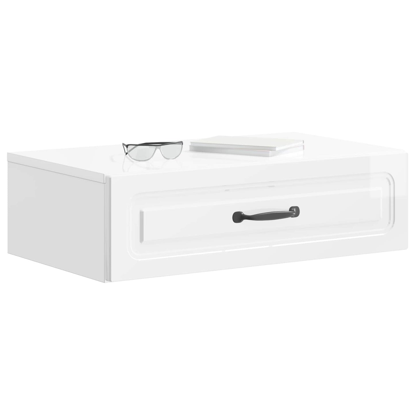 vidaXL Wall-Mounted Side Table High Gloss White 59 x 34.5 x 17 cm