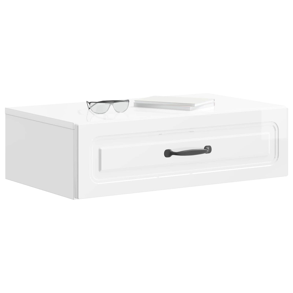 vidaXL Wall-Mounted Side Table High Gloss White 59 x 34.5 x 17 cm