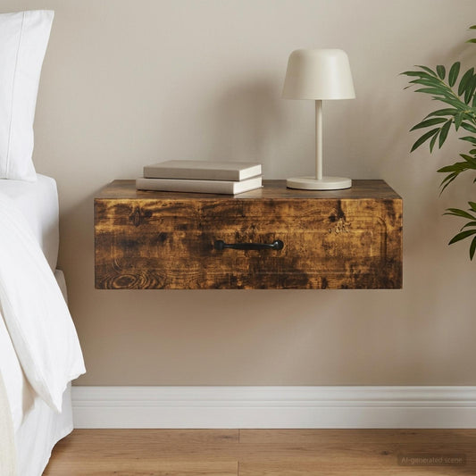 vidaXL Wall-Mounted Side Table Smoked Oak 59 x 34.5 x 17 cm
