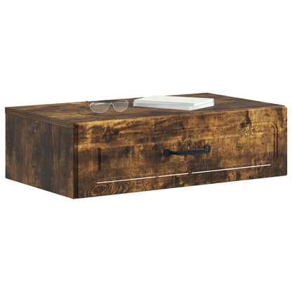 vidaXL Wall-Mounted Side Table Smoked Oak 59 x 34.5 x 17 cm