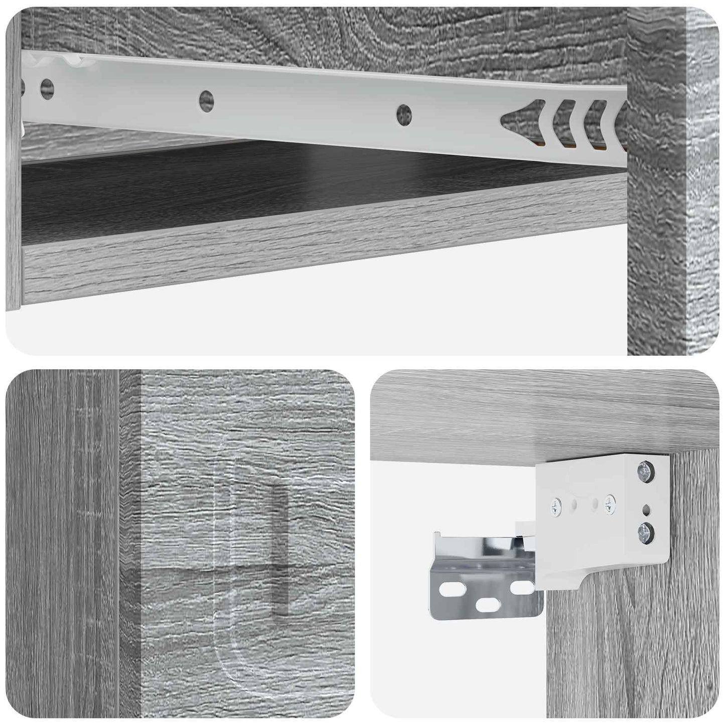 vidaXL Wall-Mounted Side Table Grey Sonoma 59 x 34.5 x 17 cm