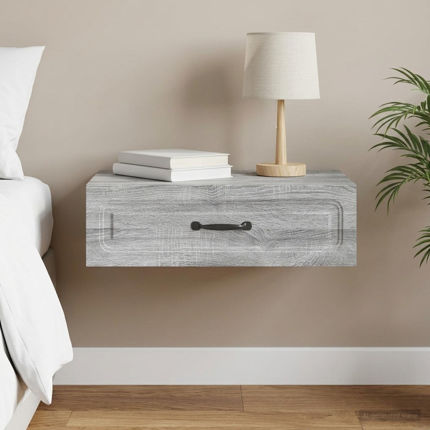 vidaXL Wall-Mounted Side Table Grey Sonoma 59 x 34.5 x 17 cm