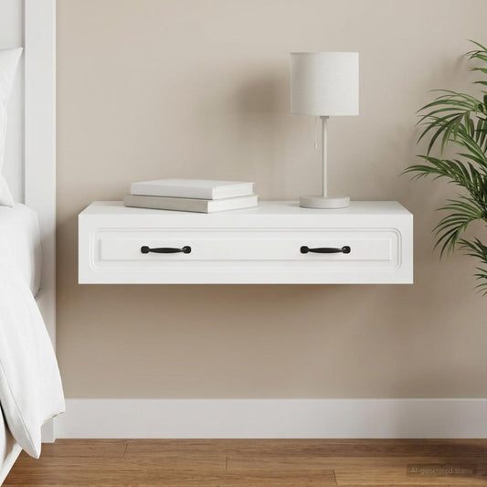 vidaXL Wall-Mounted Side Table Wall-mounted White 87.5 x 34.5 x 17 cm