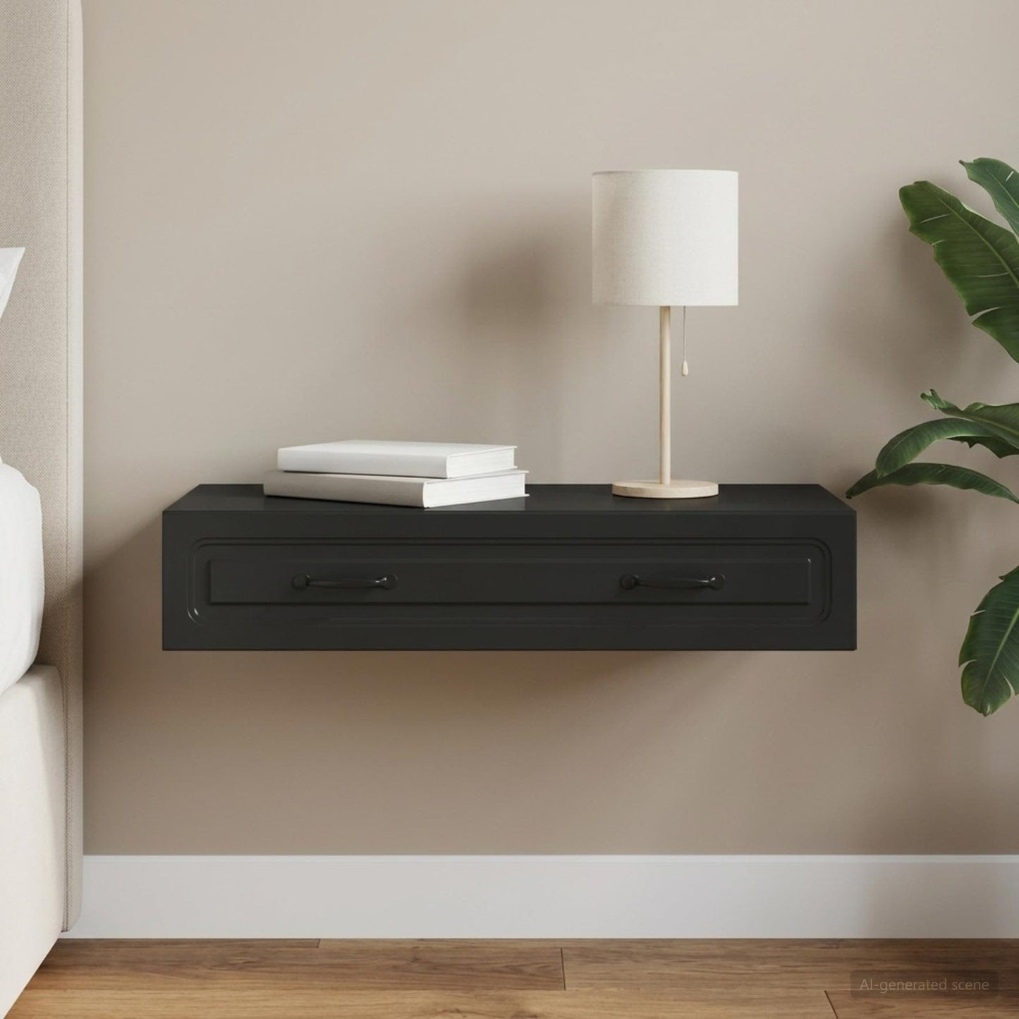 vidaXL Wall-Mounted Side Table Wall-mounted Black 87.5 x 34.5 x 17 cm