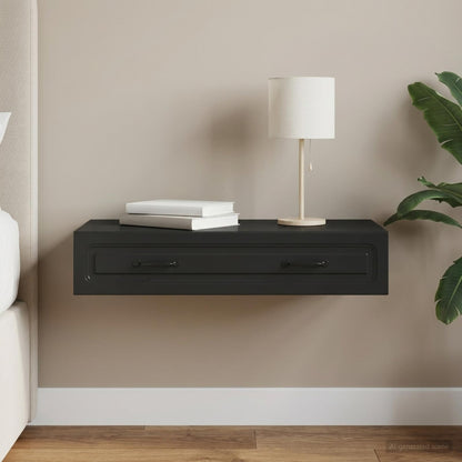 vidaXL Wall-Mounted Side Table Wall-mounted Black 87.5 x 34.5 x 17 cm