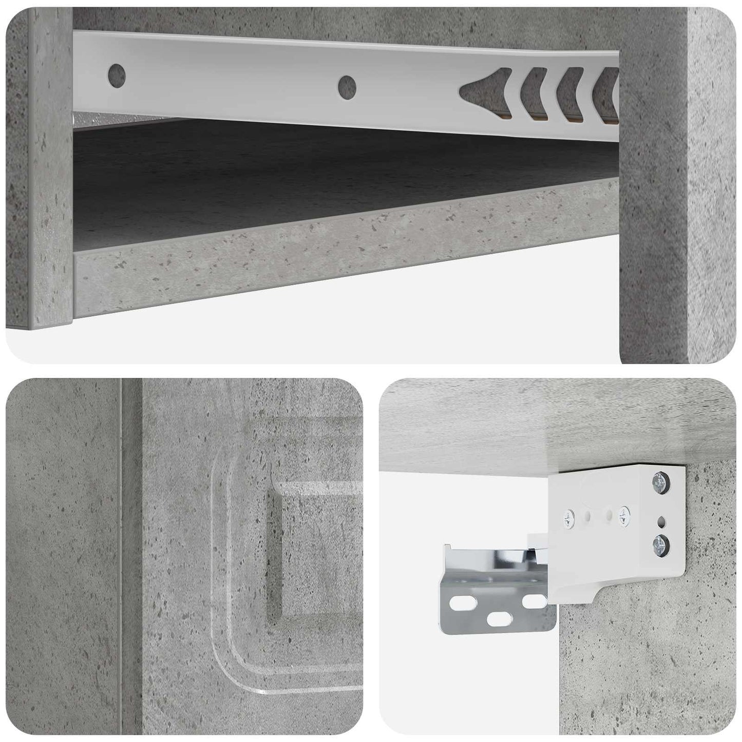 vidaXL Wall-Mounted Side Table Concrete Grey 87.5 x 34.5 x 17 cm