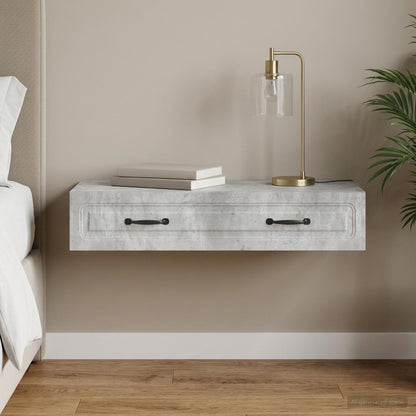 vidaXL Wall-Mounted Side Table Concrete Grey 87.5 x 34.5 x 17 cm