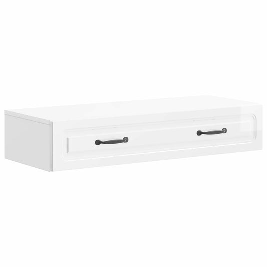 vidaXL Wall-Mounted Side Table High Gloss White 87.5 x 34.5 x 17 cm