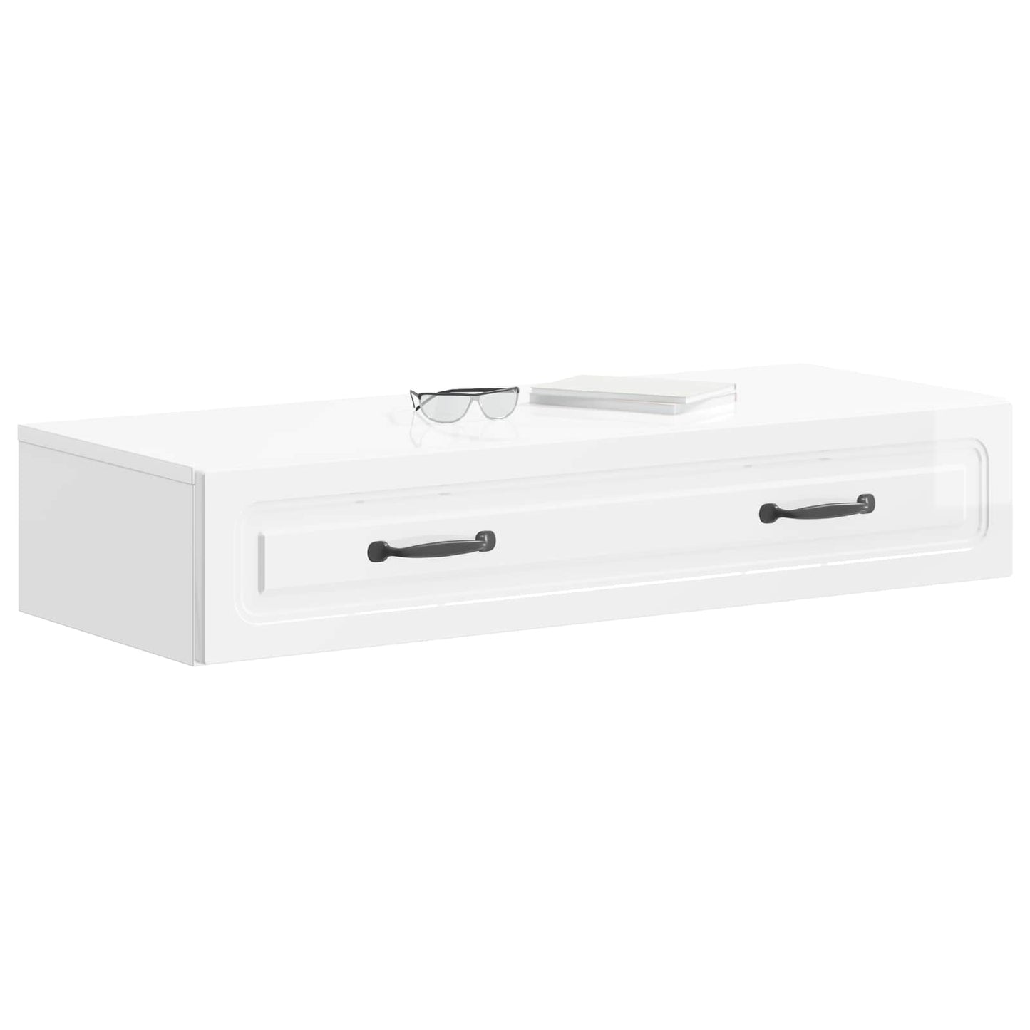 vidaXL Wall-Mounted Side Table High Gloss White 87.5 x 34.5 x 17 cm