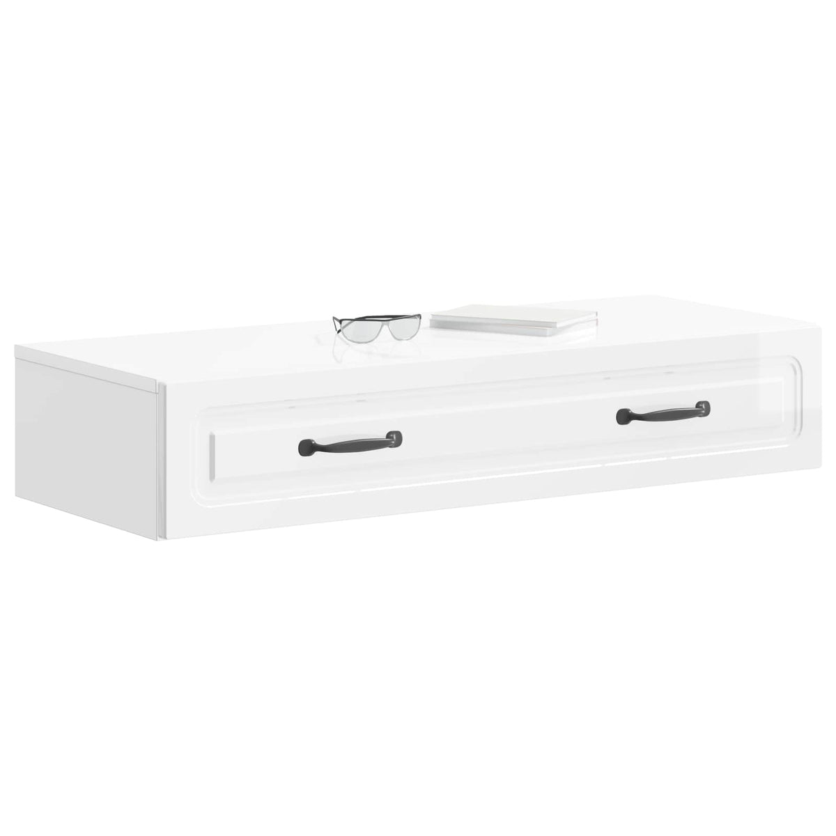 vidaXL Wall-Mounted Side Table High Gloss White 87.5 x 34.5 x 17 cm