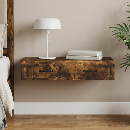 vidaXL Wall-Mounted Side Table Smoked Oak 87.5 x 34.5 x 17 cm