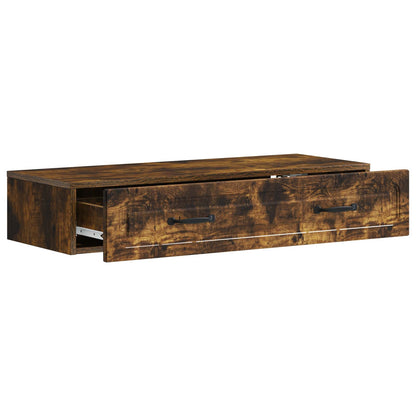 vidaXL Wall-Mounted Side Table Smoked Oak 87.5 x 34.5 x 17 cm