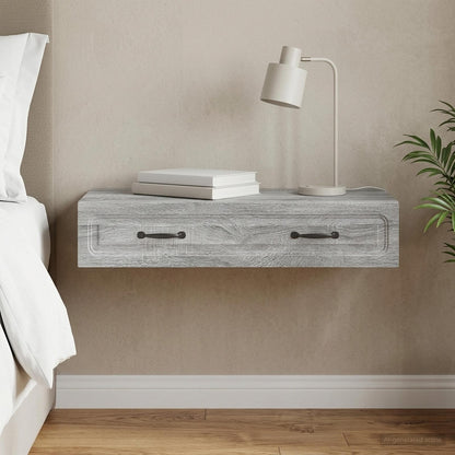 vidaXL Wall-Mounted Side Table Grey Sonoma 87.5 x 34.5 x 17 cm