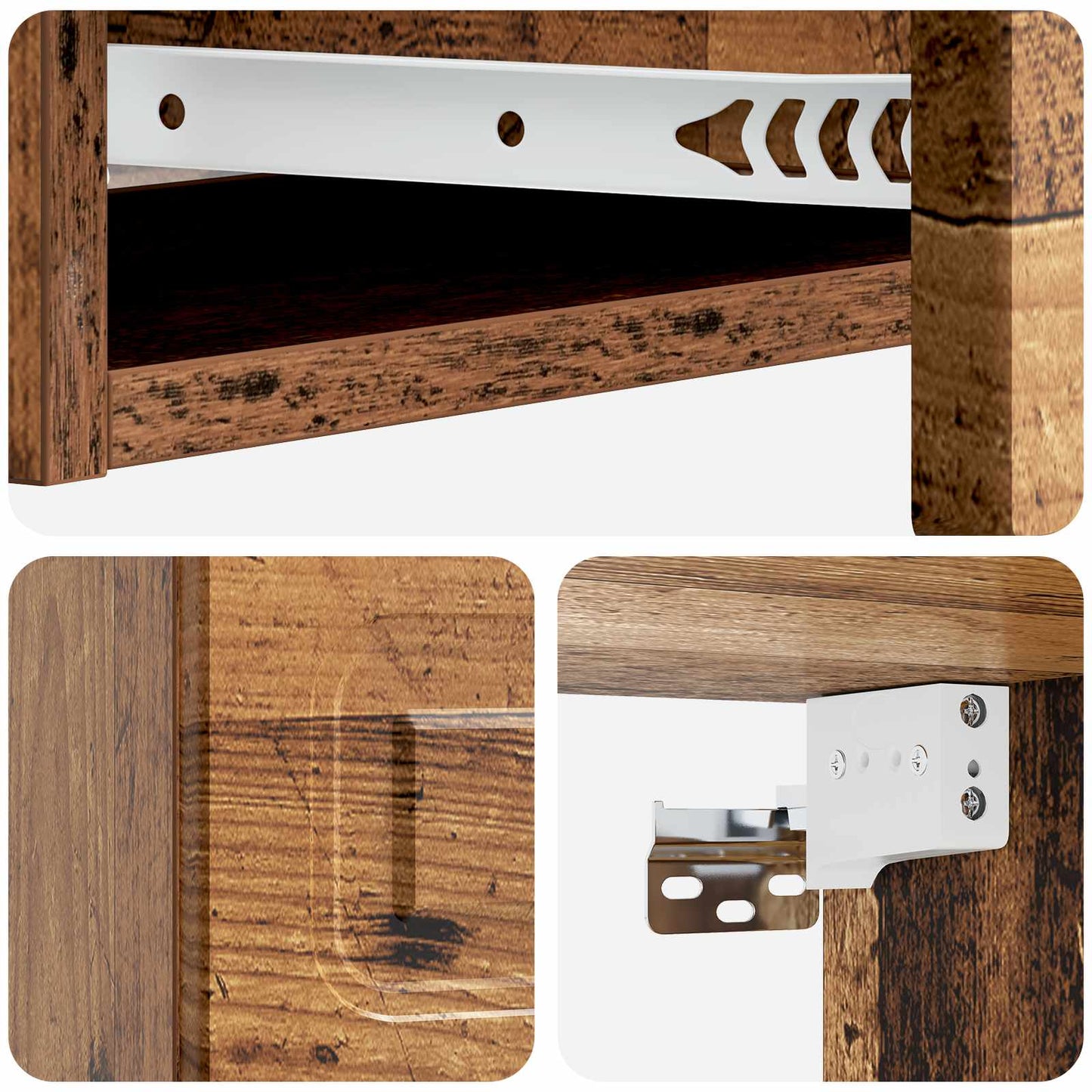vidaXL Wall-Mounted Side Table Old Wood 87.5 x 34.5 x 17 cm